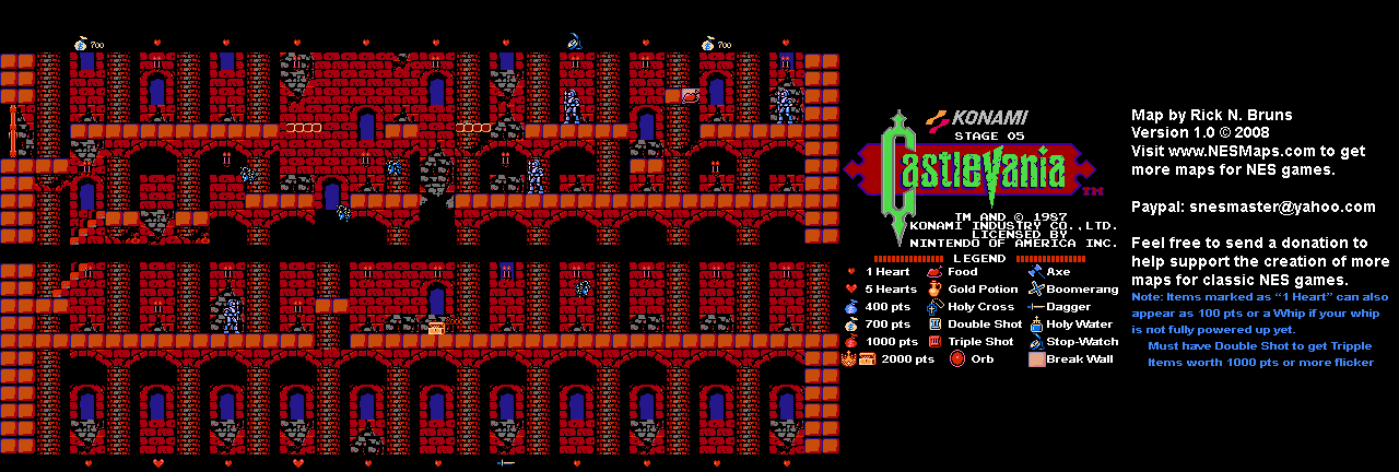 Castlevania - Stage 05 Nintendo NES Map