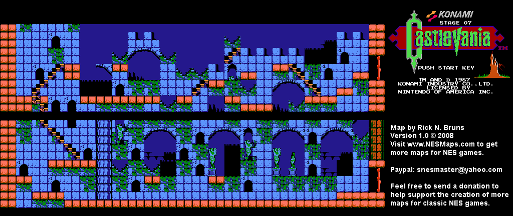 Castlevania - Stage 07 Nintendo NES Background Only Map