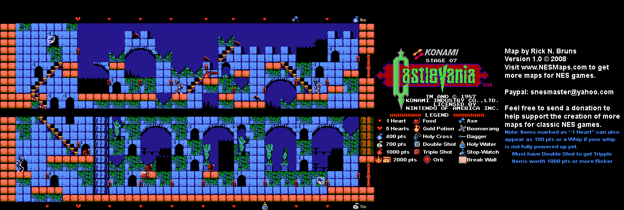 Castlevania - Stage 07 Nintendo NES Map