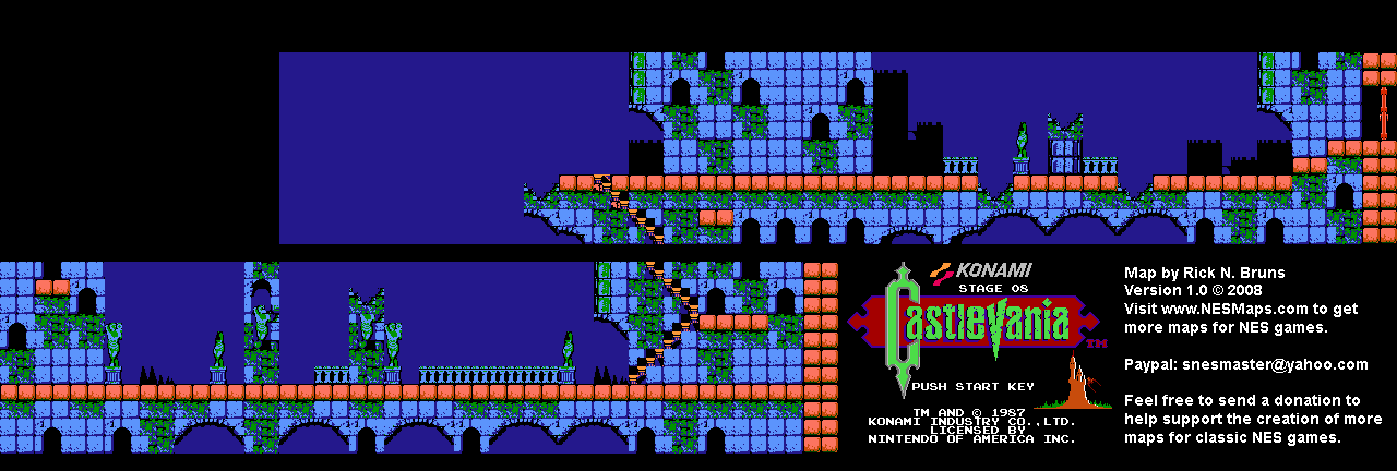 Castlevania - Stage 08 Nintendo NES Background Only Map