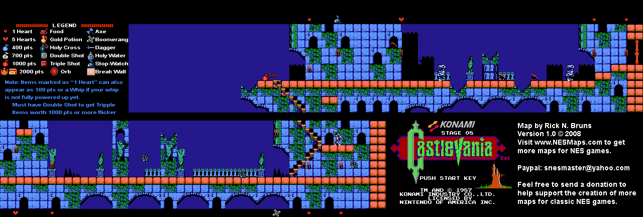 Castlevania - Stage 08 Nintendo NES Map