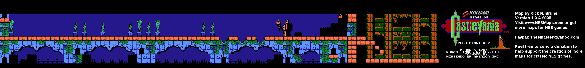 Castlevania - Stage 09 Nintendo NES Background Only Map