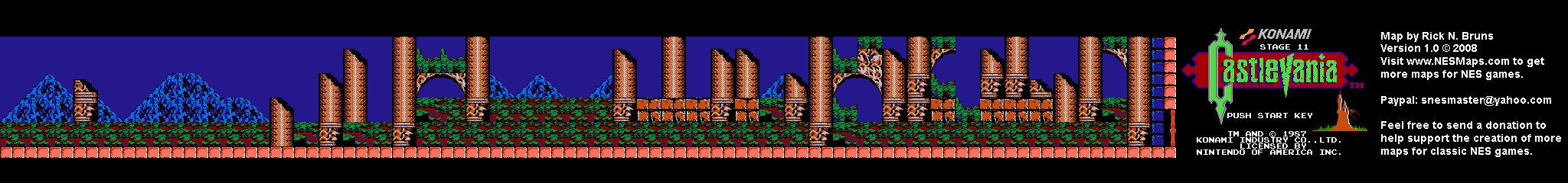 Castlevania - Stage 11 Nintendo NES Background Only Map