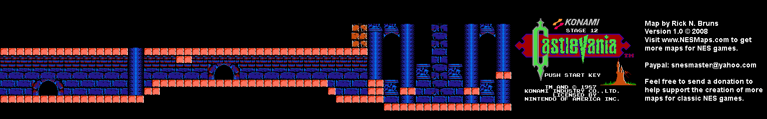 Castlevania - Stage 12 Nintendo NES Background Only Map