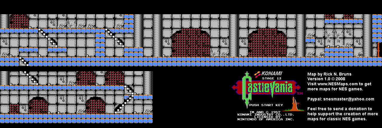 Castlevania - Stage 13 Nintendo NES Background Only Map