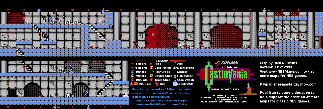 Castlevania - Stage 13 Nintendo NES Map