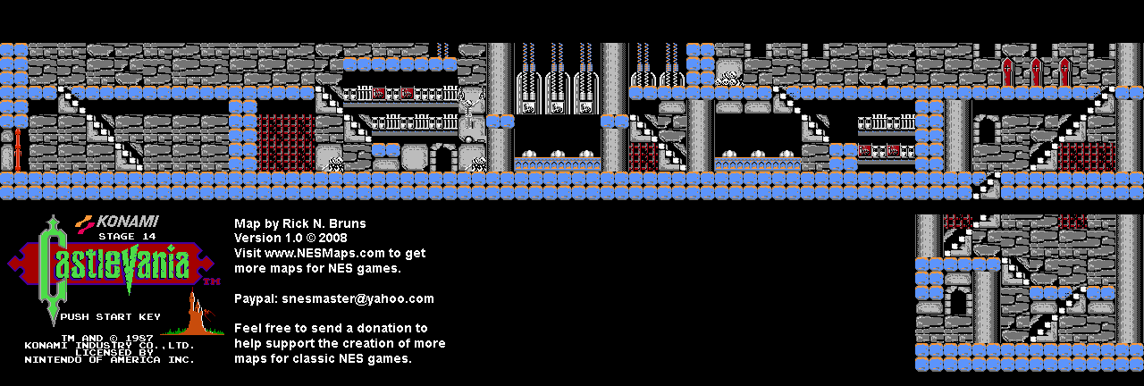 Castlevania - Stage 14 Nintendo NES Background Only Map