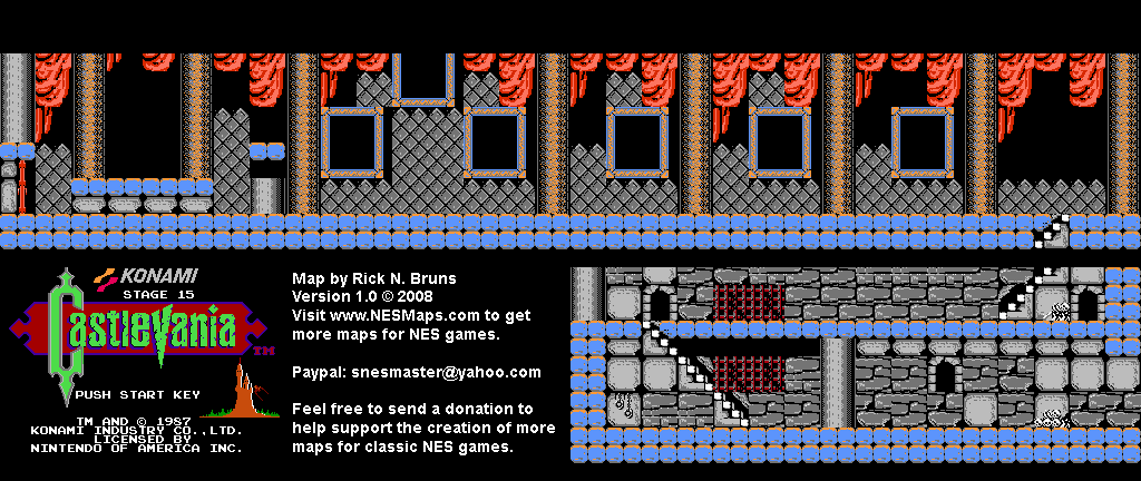 Castlevania - Stage 15 Nintendo NES Background Only Map