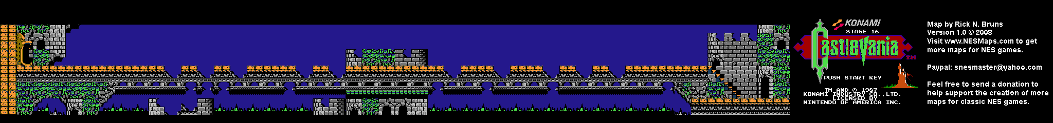 Castlevania - Stage 16 Nintendo NES Background Only Map