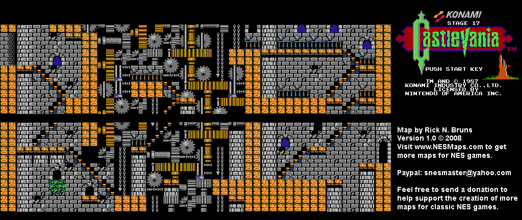 Castlevania - Stage 17 Nintendo NES Background Only Map