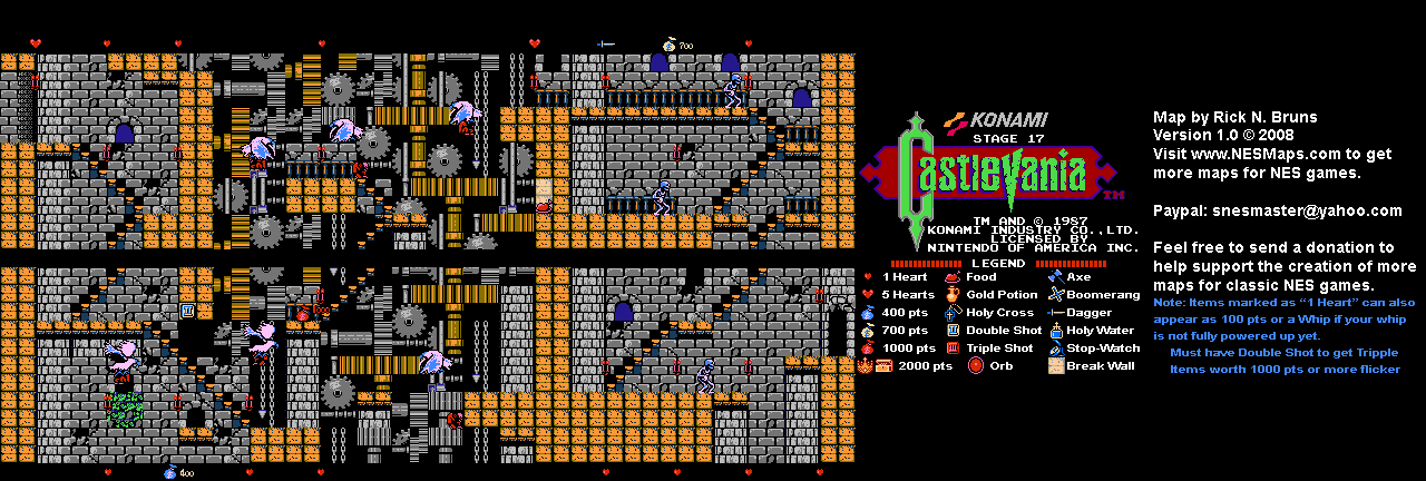 Castlevania - Stage 17 Nintendo NES Map