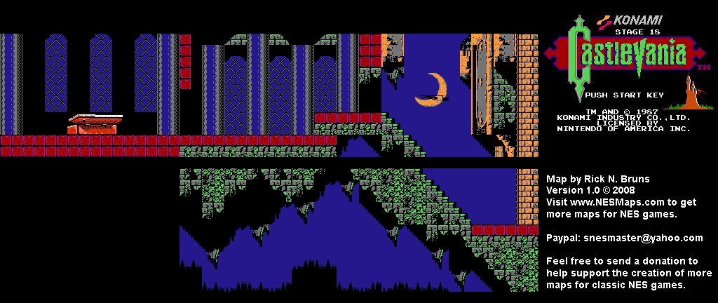Castlevania - Stage 18 Nintendo NES Background Only Map