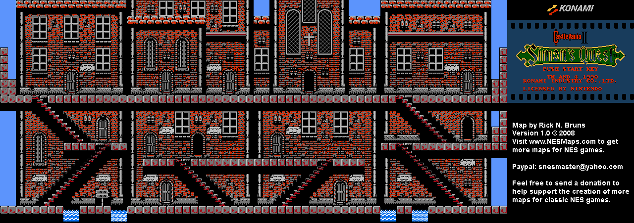 Castlevania II Simon's Quest - Area 01 Town of Jova Background Only Map