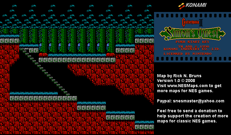 Castlevania II Simon's Quest - Area 14 Background Only Map