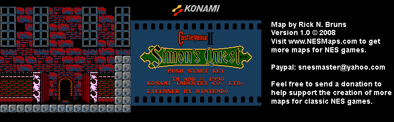 Castlevania II Simon's Quest - Area 20 Castle 2 Rover Mansion Entrance Background Only Map