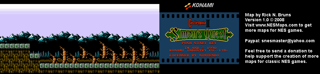 Castlevania II Simon's Quest - Area 29 Background Only Map