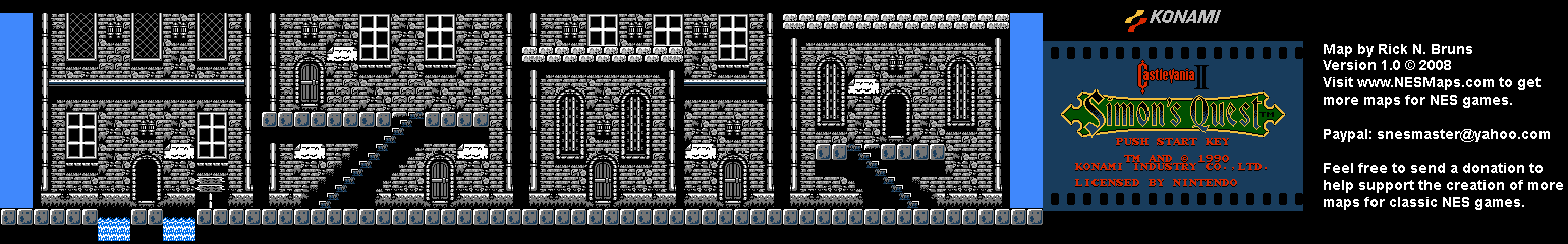 Castlevania II Simon's Quest - Area 48 Town of Yomi Background Only Map