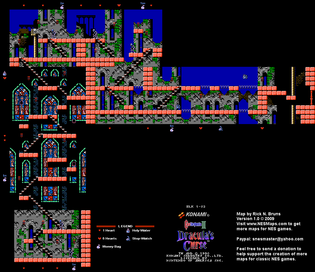 Castlevania III Dracula's Curse - Block 1-02 Nintendo NES Map