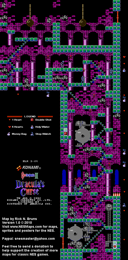 Castlevania III Dracula's Curse - Block 2-01 Nintendo NES Map