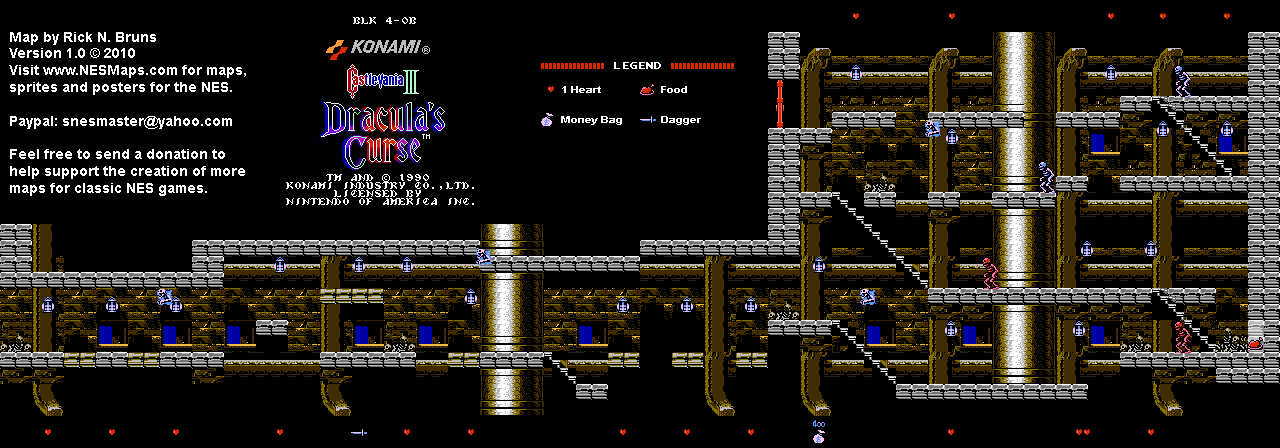 Castlevania III Dracula's Curse - Block 4-0B Nintendo NES Map