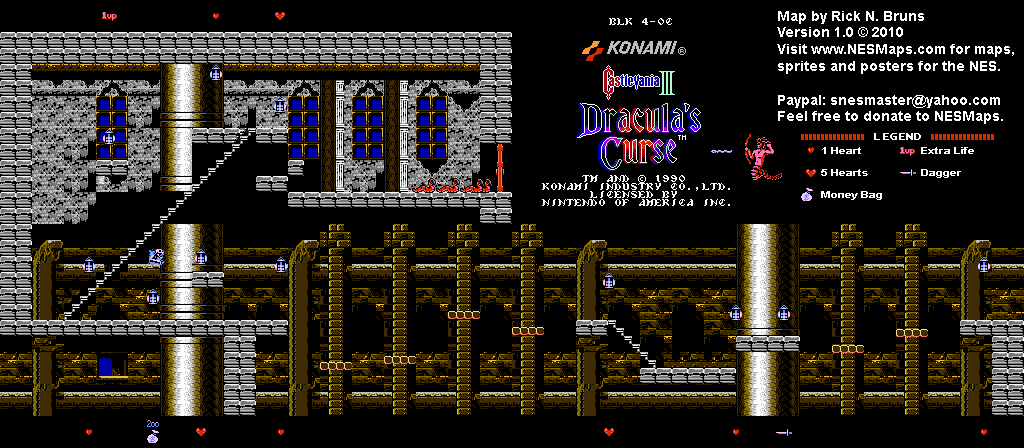 Castlevania III Dracula's Curse - Block 4-0C Nintendo NES Map