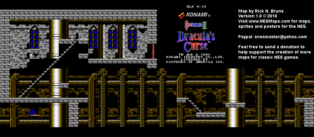 Castlevania III Dracula's Curse - Block 4-0C Nintendo NES Map BG