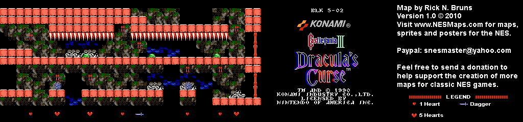 Castlevania III Dracula's Curse - Block 5-02 Nintendo NES Map