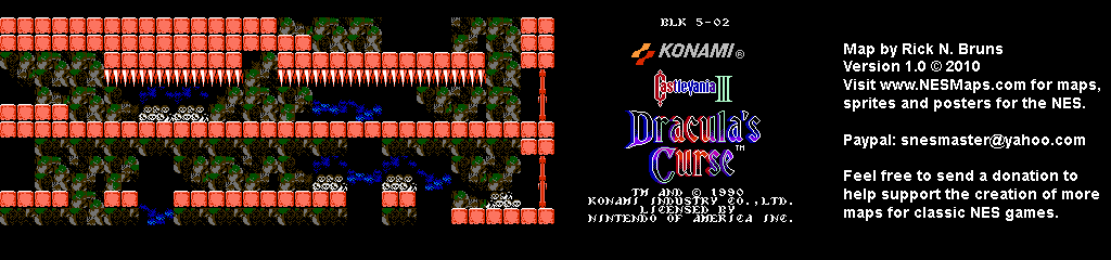 Castlevania III Dracula's Curse - Block 5-02 Nintendo NES Map BG