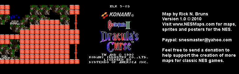 Castlevania III Dracula's Curse - Block 5-03 Nintendo NES Map BG