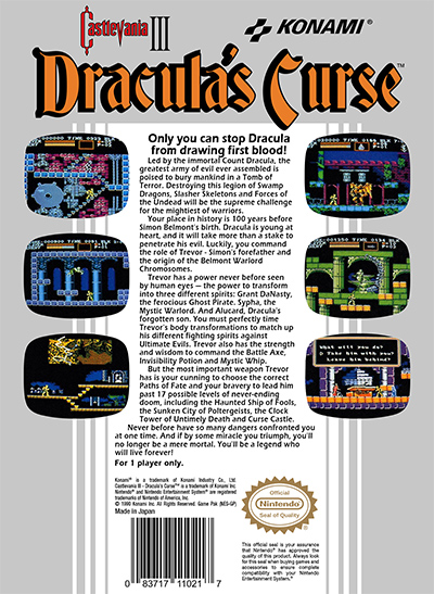 Castlevania III 3 Dracula's Curse Box Cover Back