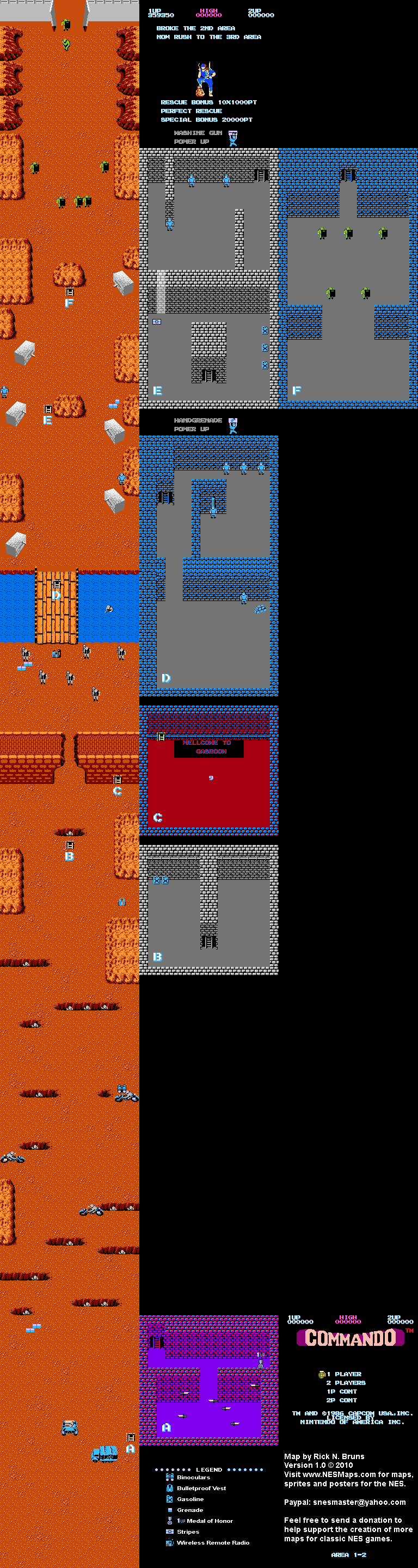 Commando - Area 1-2 - Nintendo NES Map