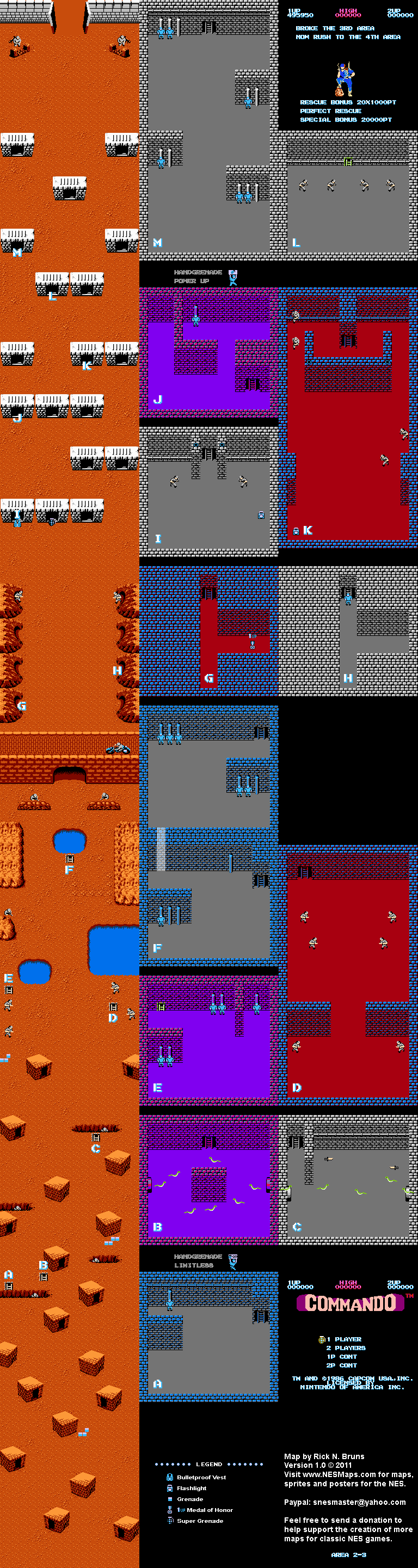 Commando - Area 2-3 - Nintendo NES Map