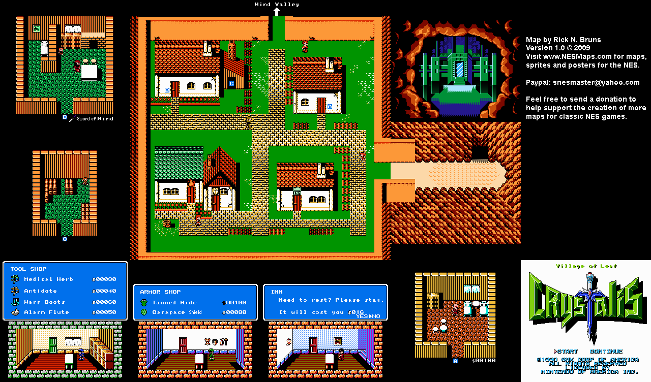 Crystalis - Village of Leave Nintendo NES Map