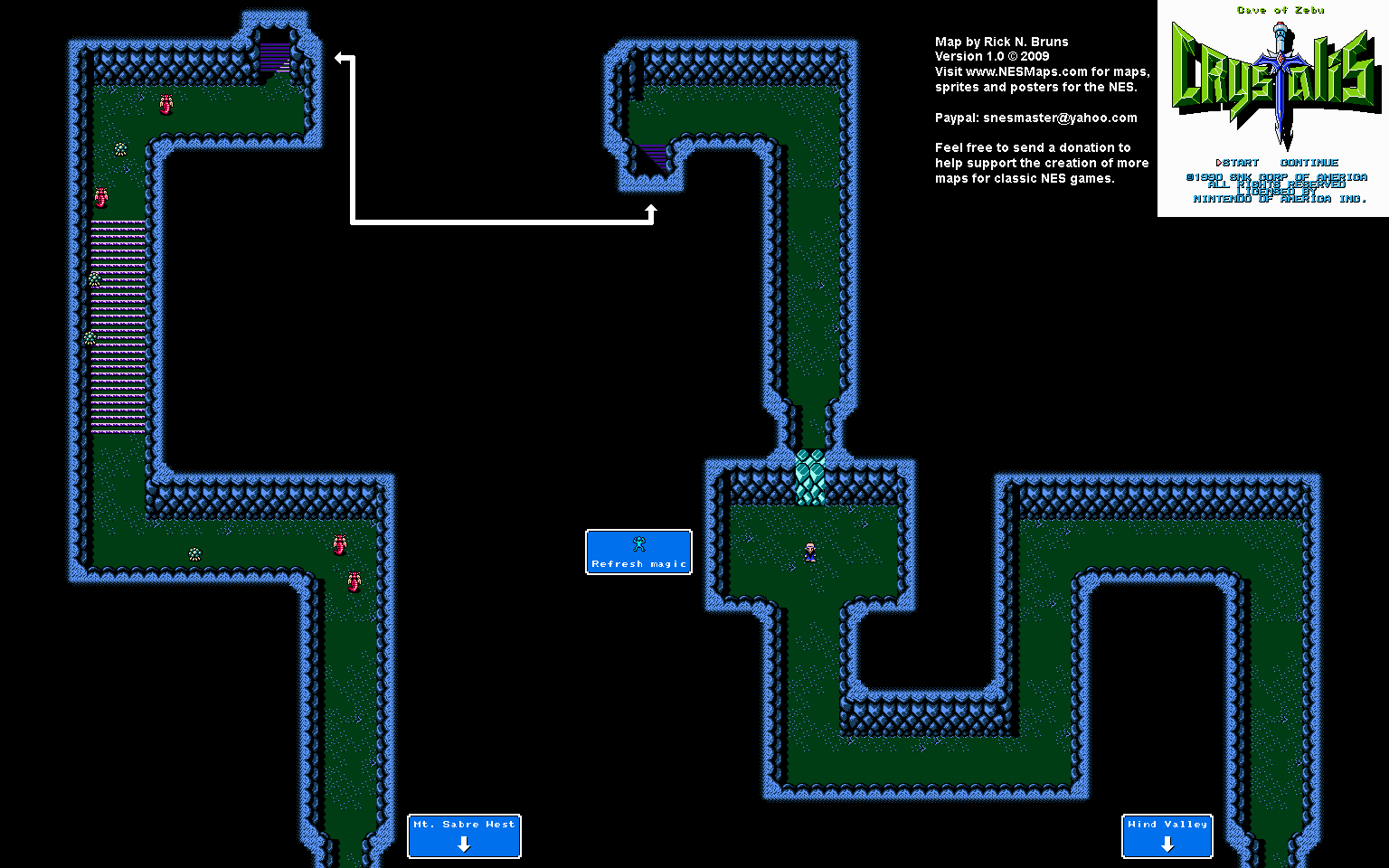 Crystalis - Cave of Zebu Nintendo NES Map