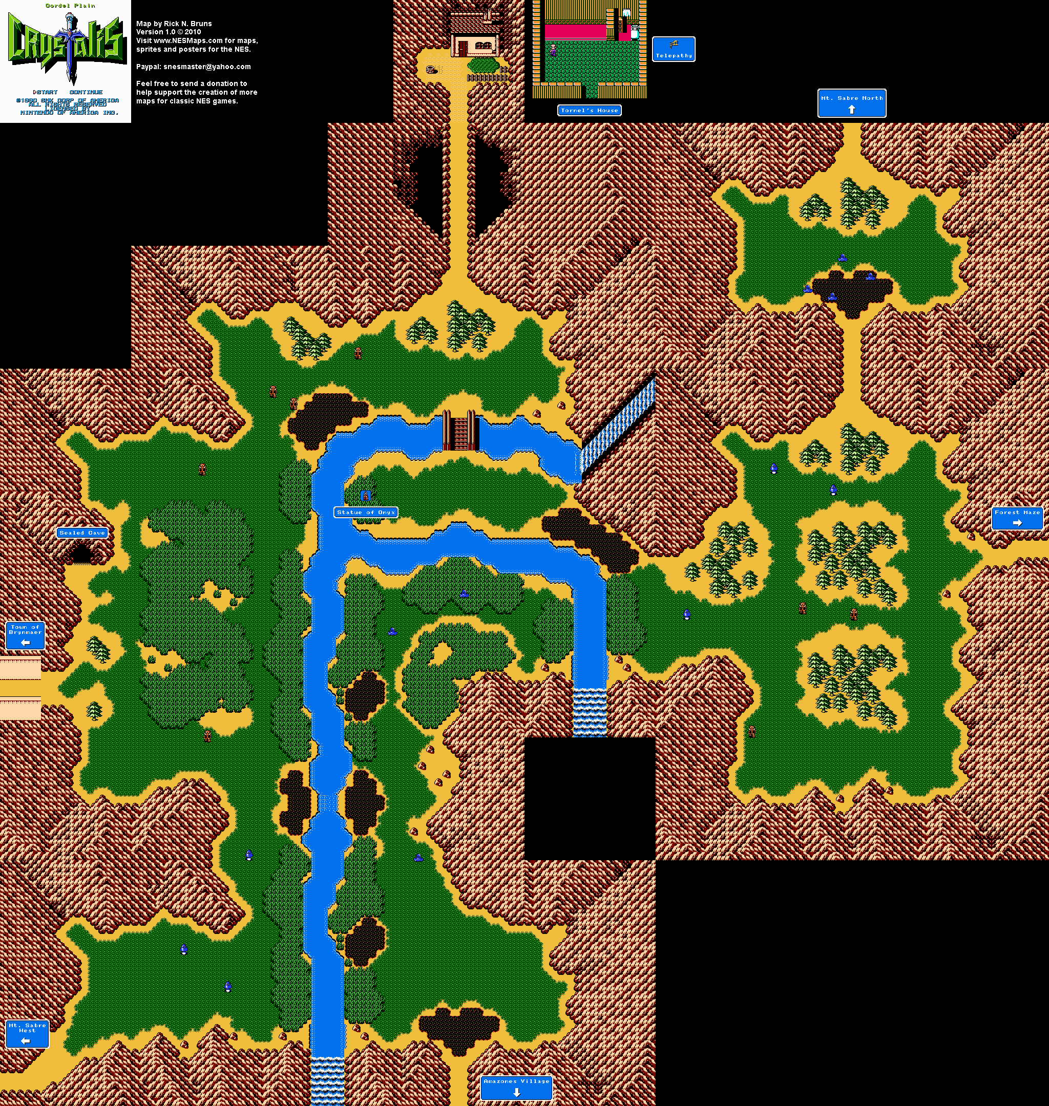 Crystalis - Cordel Plain Nintendo NES Map