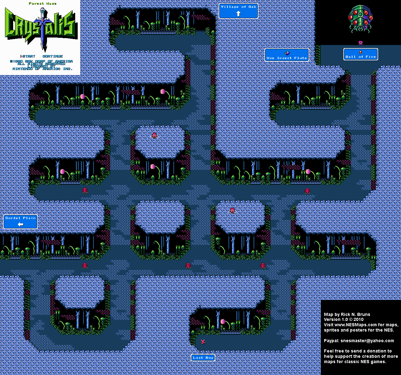 Crystalis - Forest Maze Nintendo NES Map