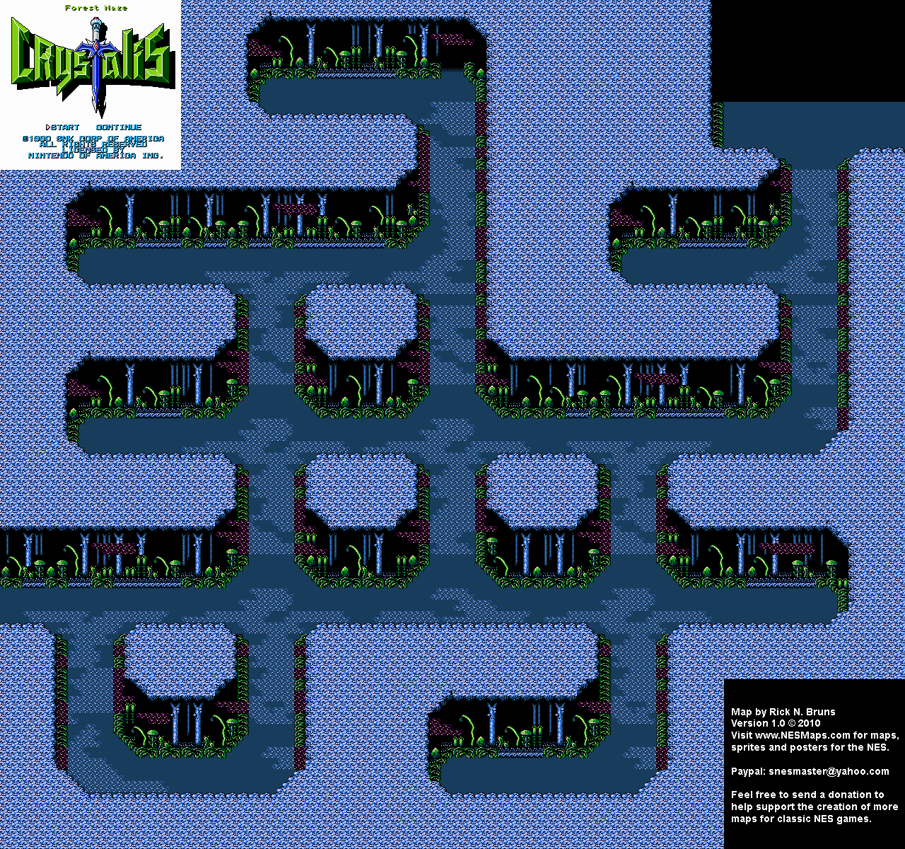 Crystalis - Forest Maze Nintendo NES Map BG