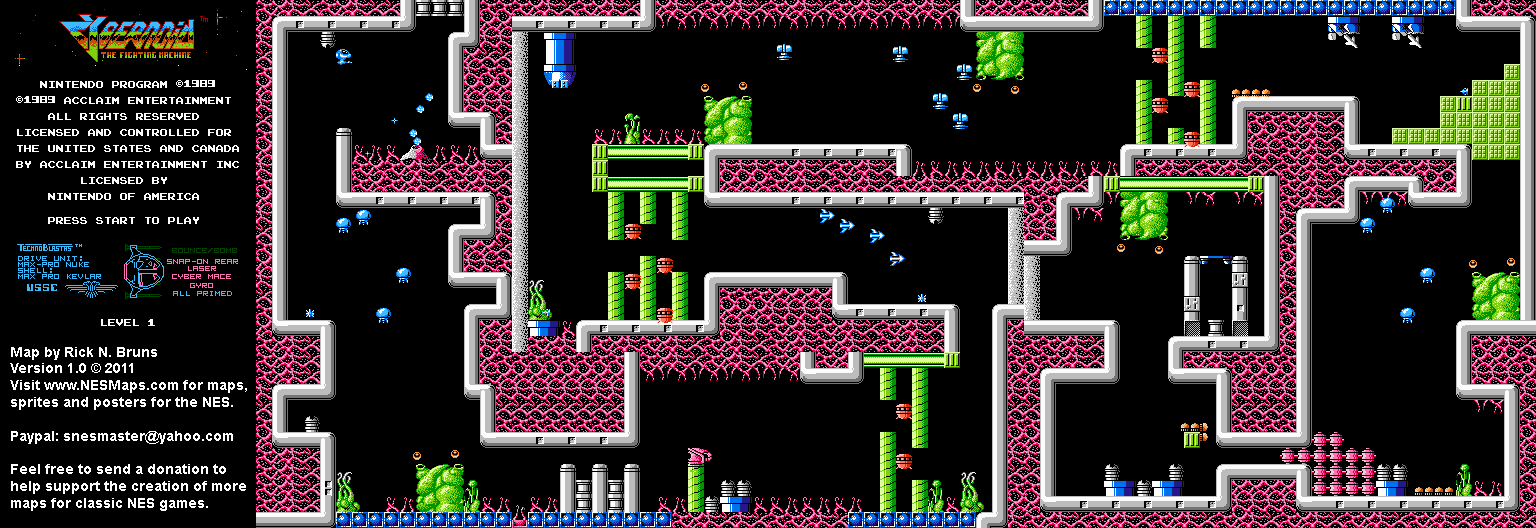 Cybernoid: The Fighting Machine - Level 1 - Nintendo NES Map