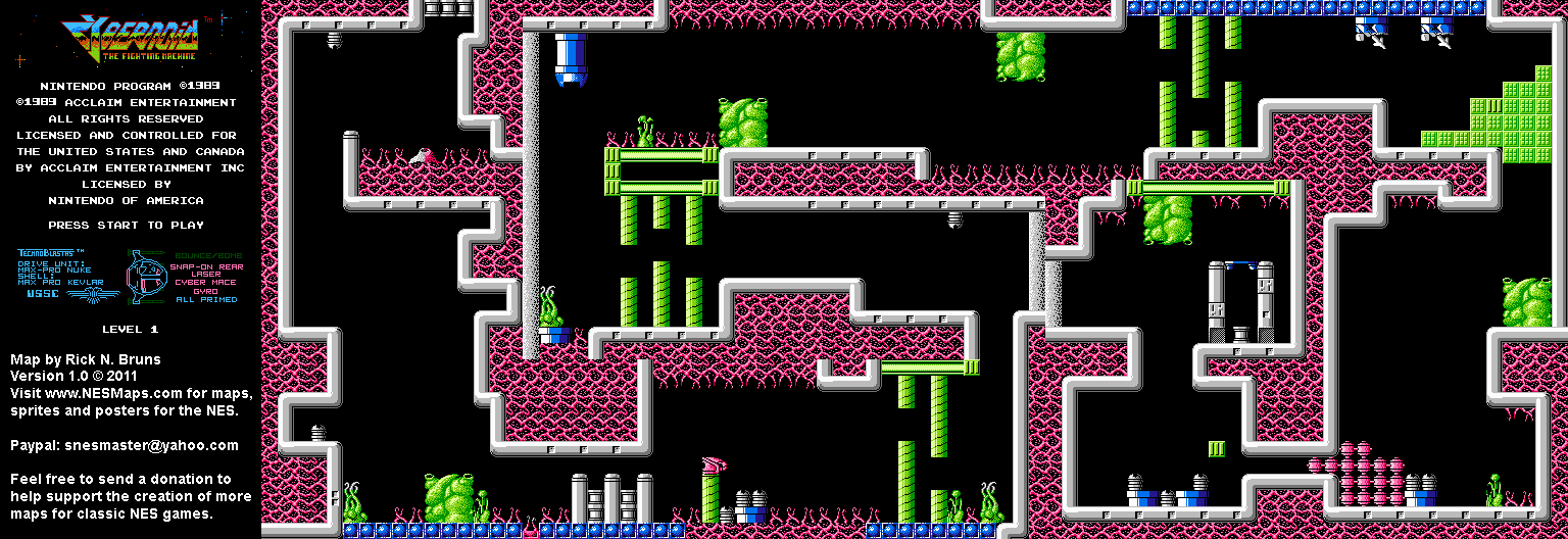 Cybernoid: The Fighting Machine - Level 1 - Nintendo NES Map BG