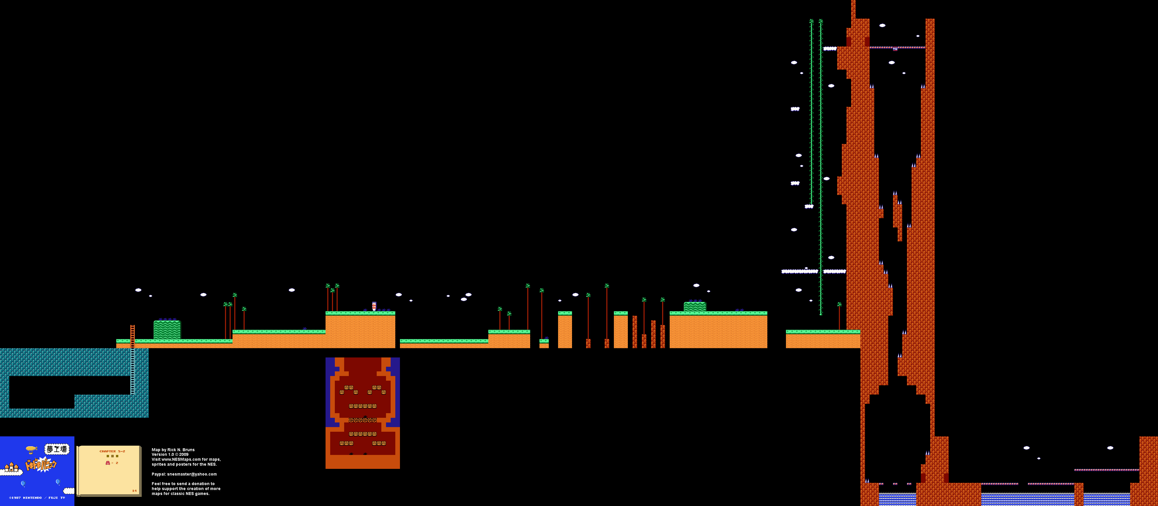 Doki Doki Panic - Chapter 5-2 Nintendo NES Famicom FDS Background Only Map