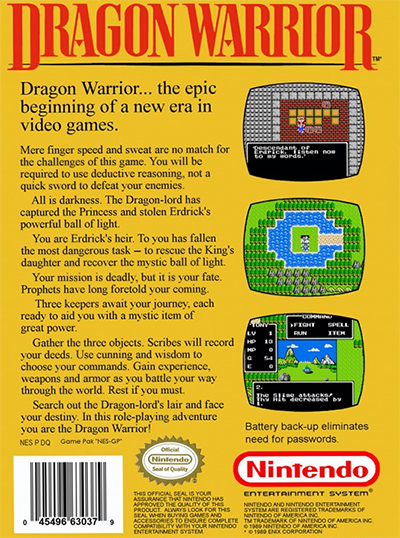 Dragon Warrior Box Cover Back