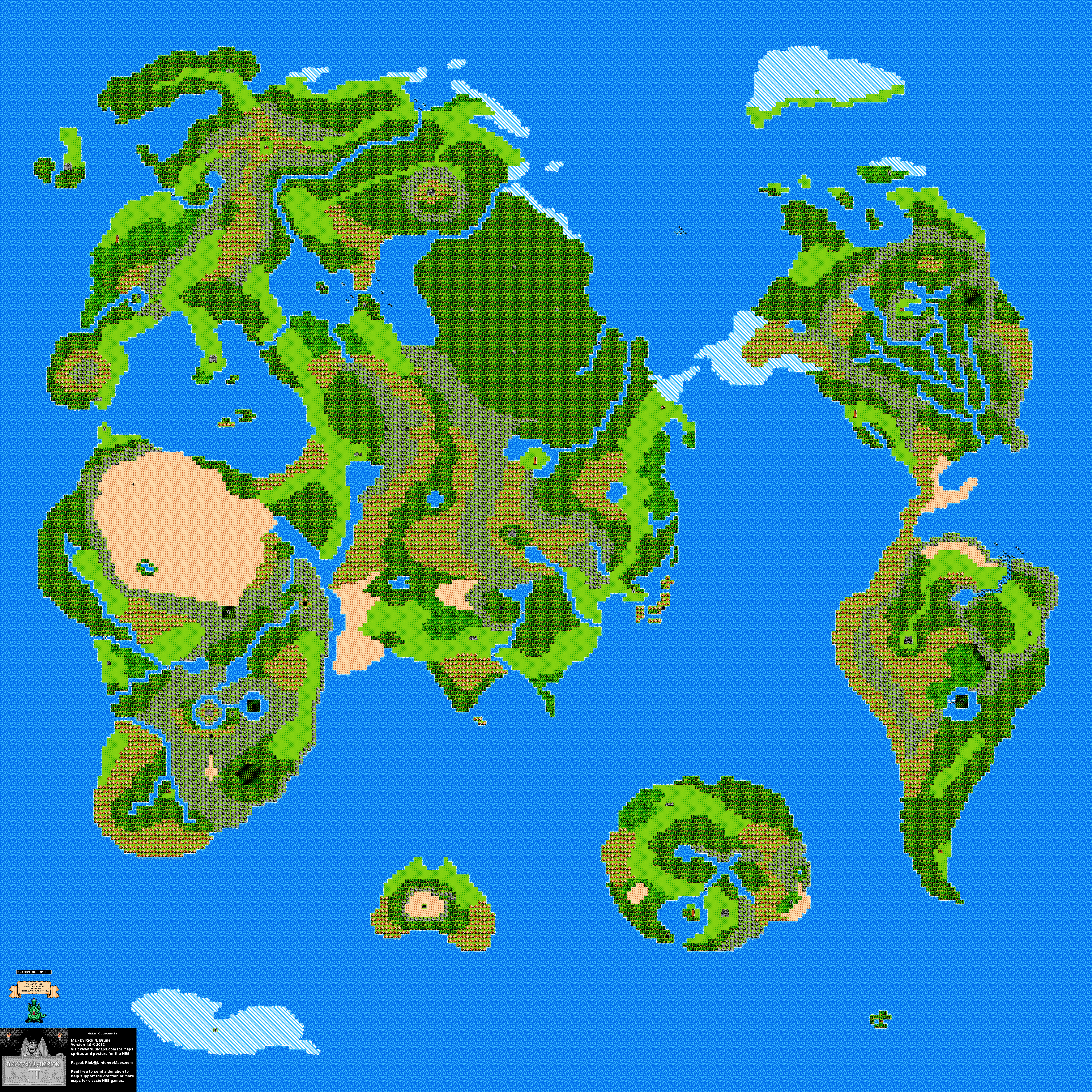 Dragon Warrior III - Main Overworld Nintendo NES Map BG