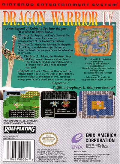 Dragon Warrior IV Box Cover Back