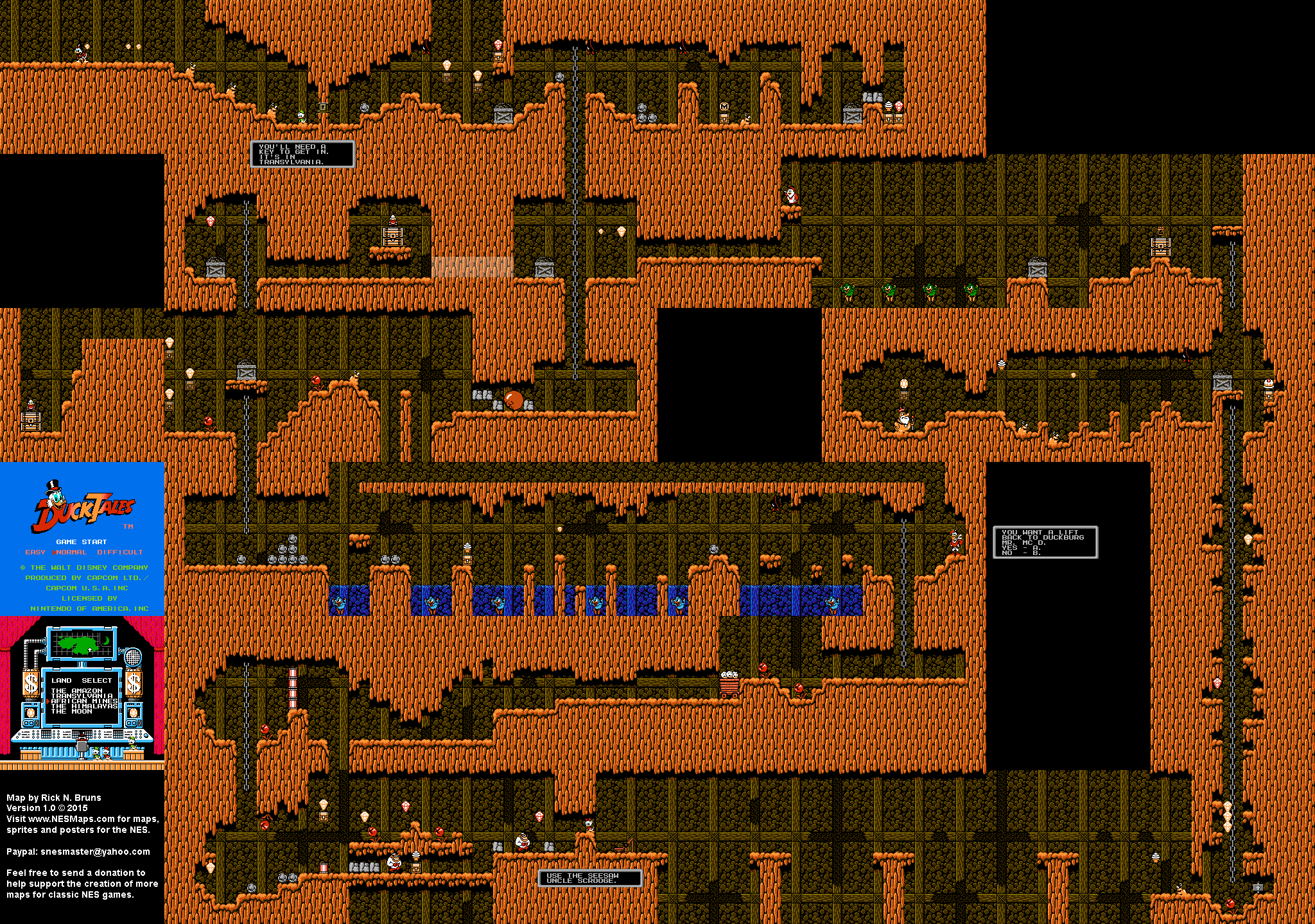 Duck Tales - African Mines - Nintendo NES Map