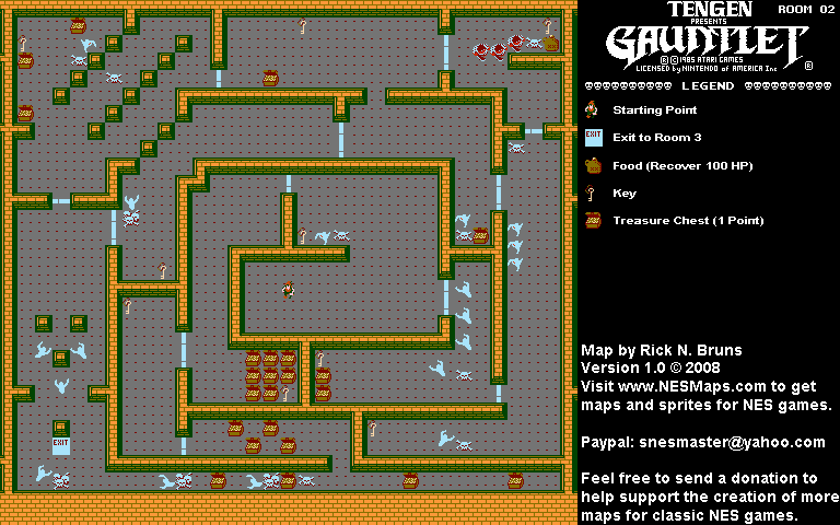 Gauntlet - Room 02 Nintendo NES Map