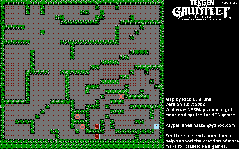 Gauntlet - Room 22 Nintendo NES Background Only Map