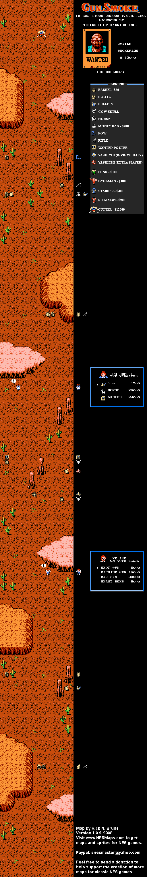 Gun Smoke - Stage 2 Nintendo NES Map