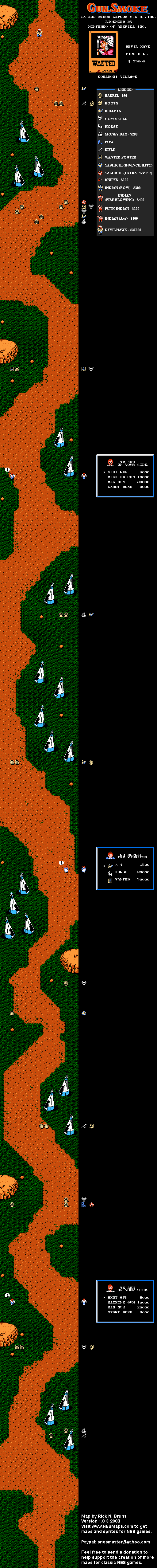 Gun Smoke - Stage 3 Nintendo NES Map
