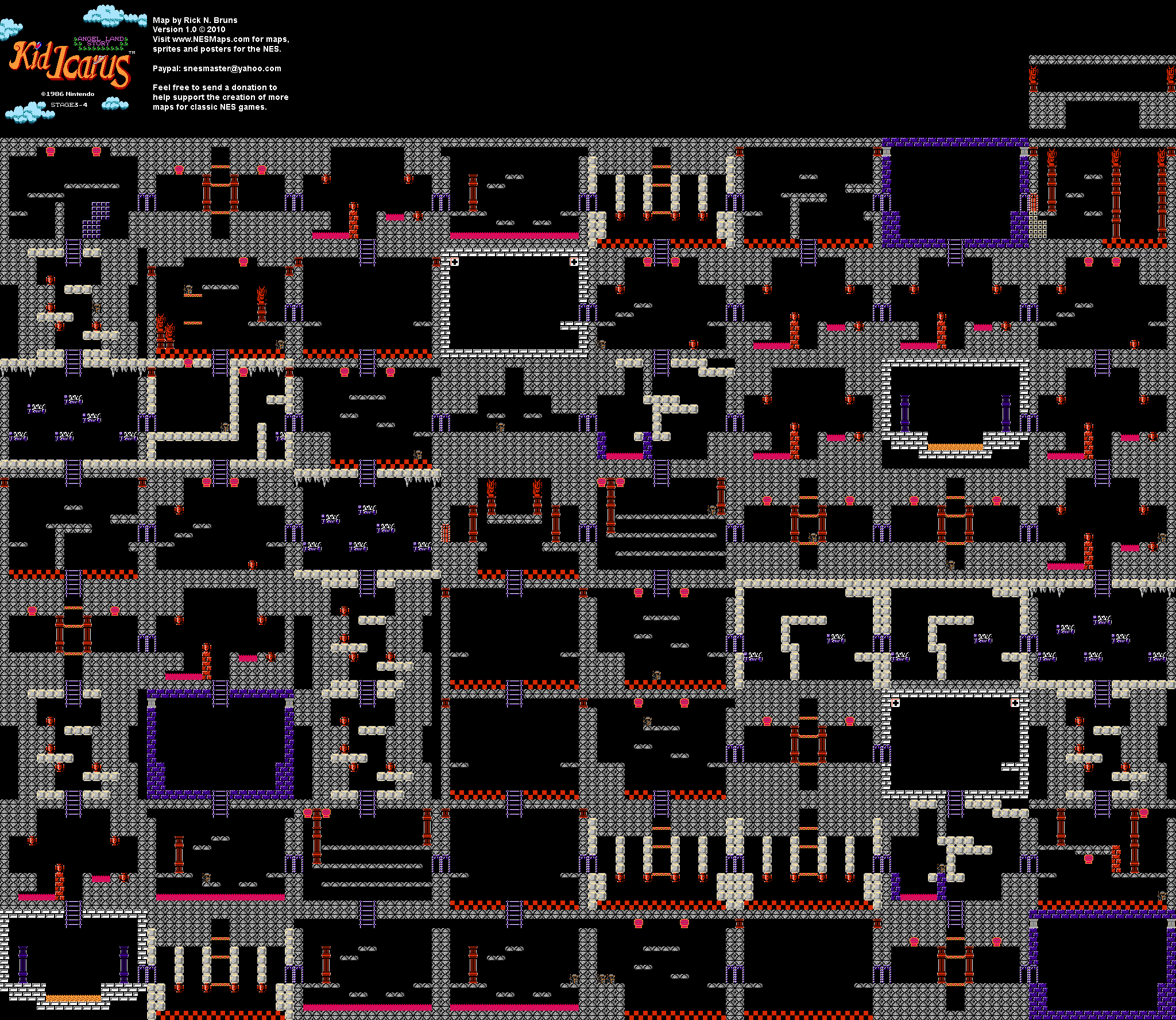 Kid Icarus - Stage 3-4 - NES Map BG