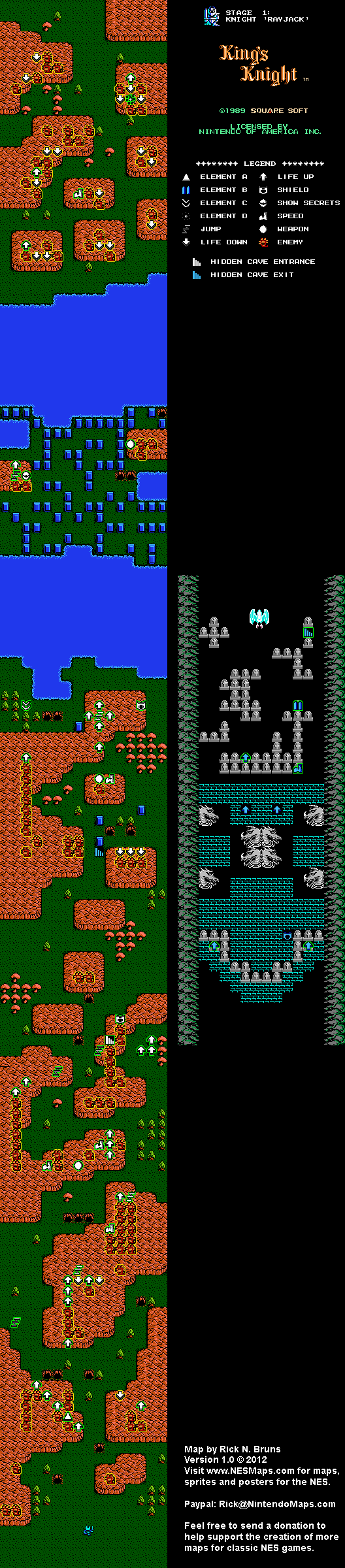 King's Knight - Stage 1 - Nintendo NES Map